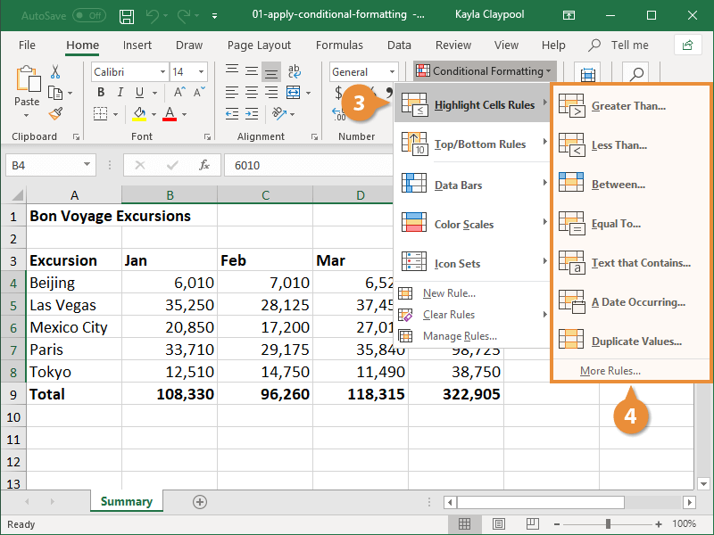 Apply Conditional Formatting