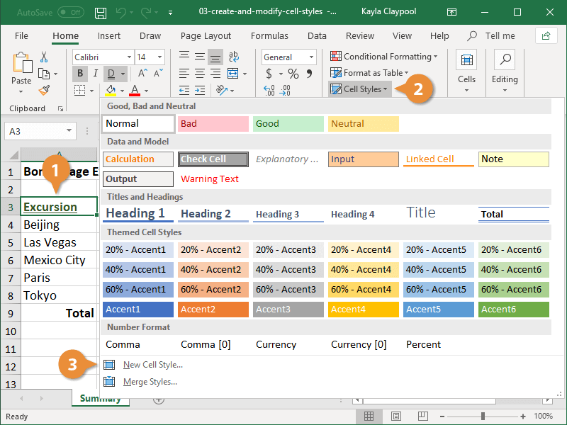 Create and Modify Cell Styles