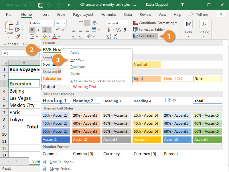 Create and Modify Cell Styles