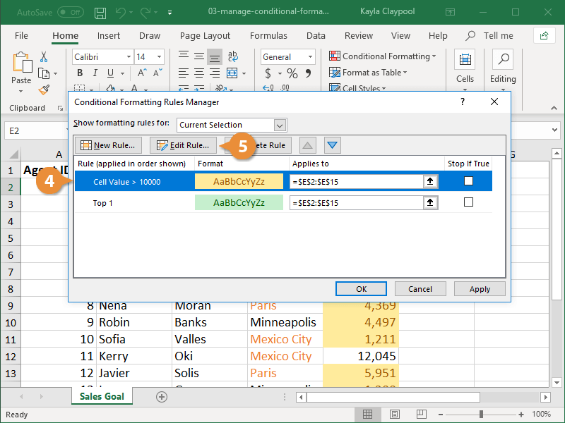 Edit a Conditional Formatting Rule