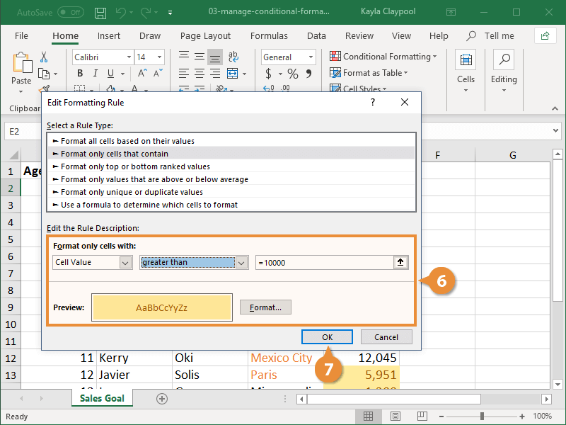 Edit a Conditional Formatting Rul