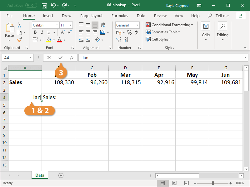 Insert a HLOOKUP Function