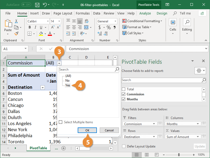 Filter Pivottables