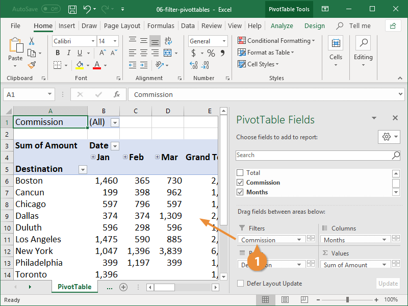 Filter Pivottables