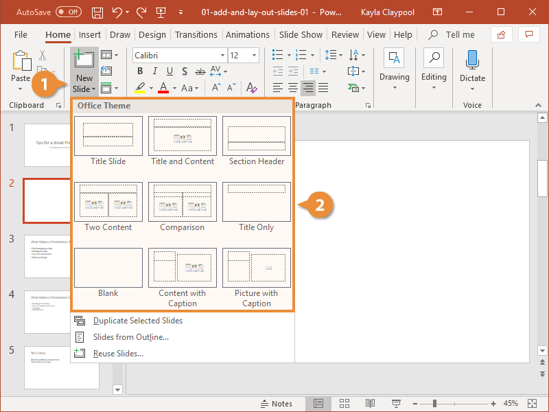 Add and Lay Out Slides