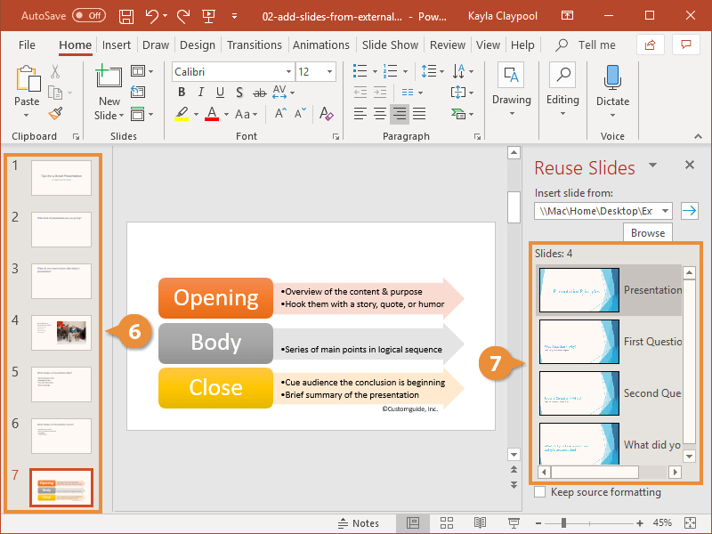 Add Slides from External Sources